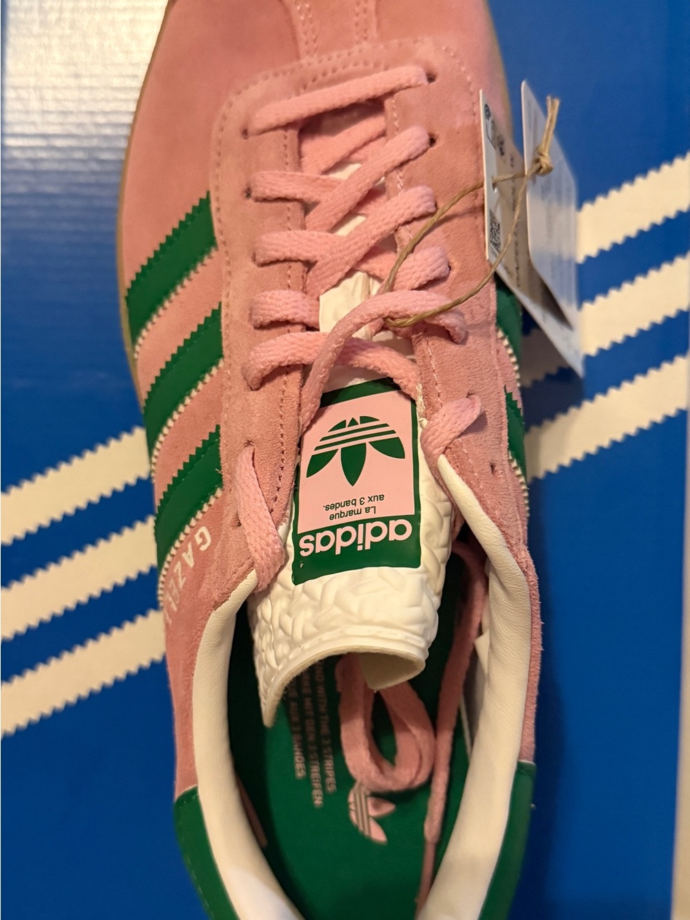NWT Adidas Gazelle Bold W True Pink Green Sneakers Sz 8 (run big!) - Picture 2 of 12